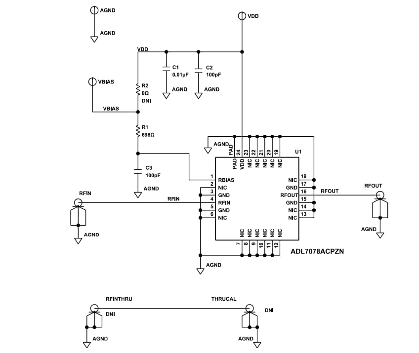 Schéma - Analog Devices Inc. Carte d'évaluation ADL7078-EVALZ